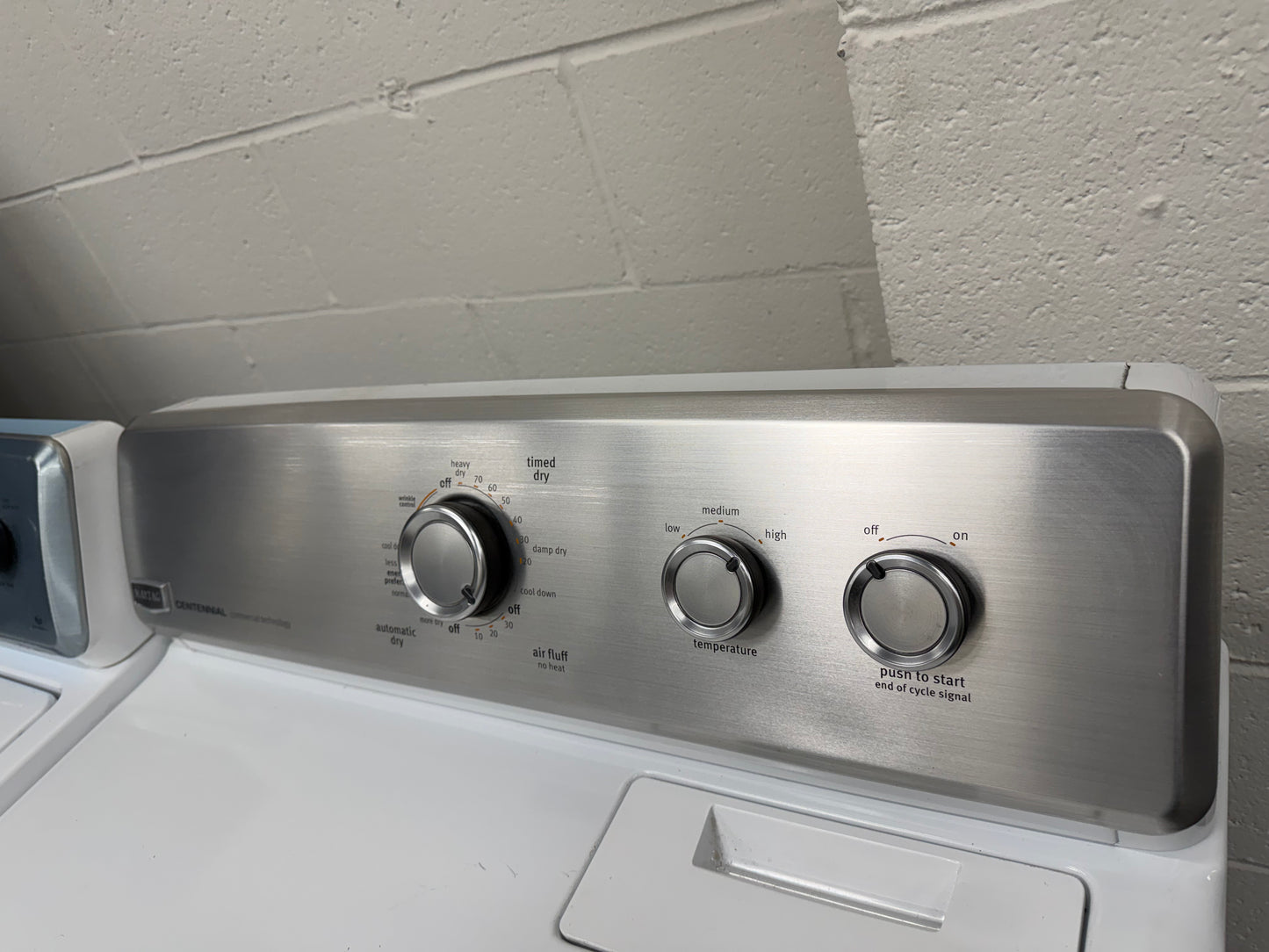 Whirlpool  WTW4957PW
28 Inch Top Load Washer with 3.9 Cu. Ft. and Maytag Centennial Series  MEDC300BW
29 Inch Electric Dryer with 7.0 cu. ft.