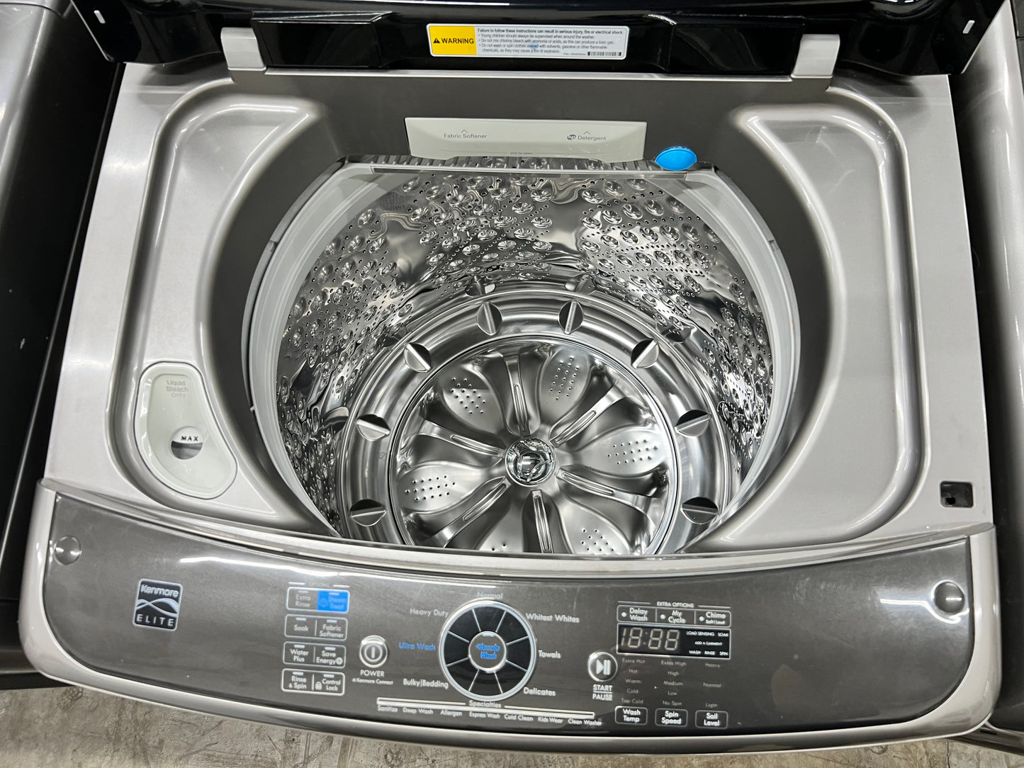Kenmore Elite Top-Load 5.2 Cu. Ft. Washer and 7.3 Cu. Ft. Electric Dryer Set in Metallic Silver