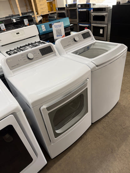 LG Top Load TurboWash 5.0 Cu. Ft. Washer and 7.3 Cu. Ft. EasyLoad Electric Dryer Set in White