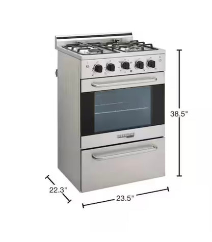 Prestige 24 in. 2.3 cu. ft. Gas Range with Convection Oven and Sealed Burners in Stainless Steel   Model # UGP-24V PC1 S/S