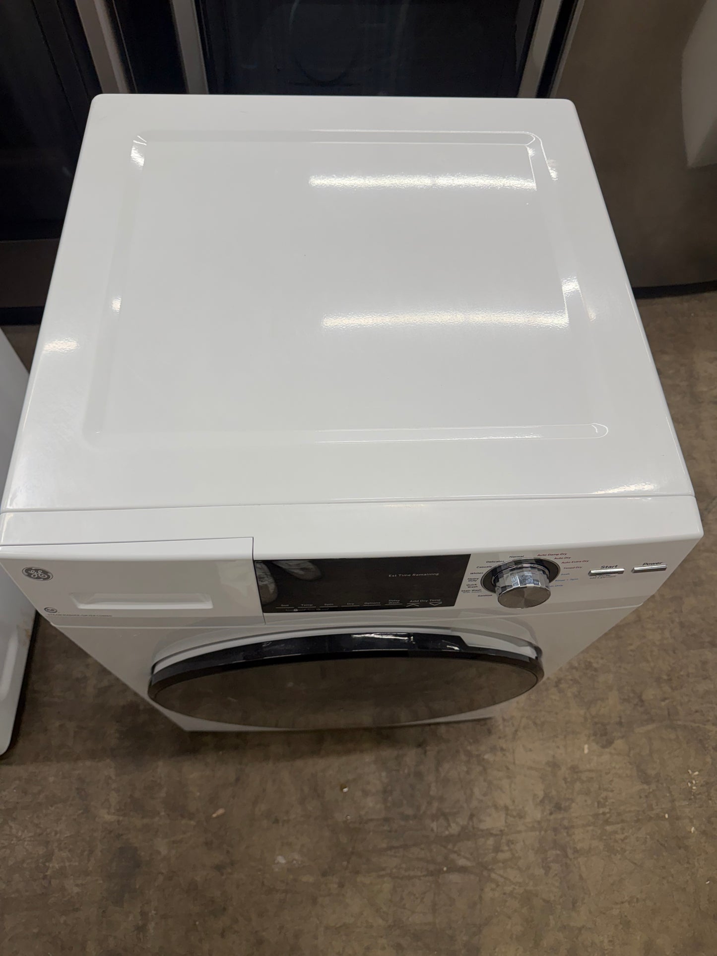 GE  GFQ14ESSNWW
24 Inch Front Load Electric Washer/Dryer Combo with 2.4 cu. ft Capacity, 14 Cycle Options, 5 Heat Selections, 1,450 RPM Spin Speed, NSF Sanitize, Timed Dry, Steam, 24 Hour Delay Start and Optional Wi-Fi Connect