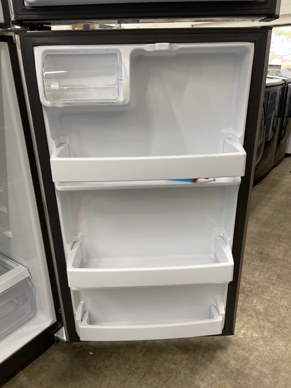 GE  GTS18HYNRFS
28 Inch Top Freezer Refrigerator with 17.5 Cu. Ft. Capacity, Edge-To-Edge Glass Shelves, Sliding Deli Drawer, Gallon Door Bin, Dairy Compartment, LED Lighting, Upfront Temperature Controls, Sabbath Mode, Frost Free, and Icemaker-Ready