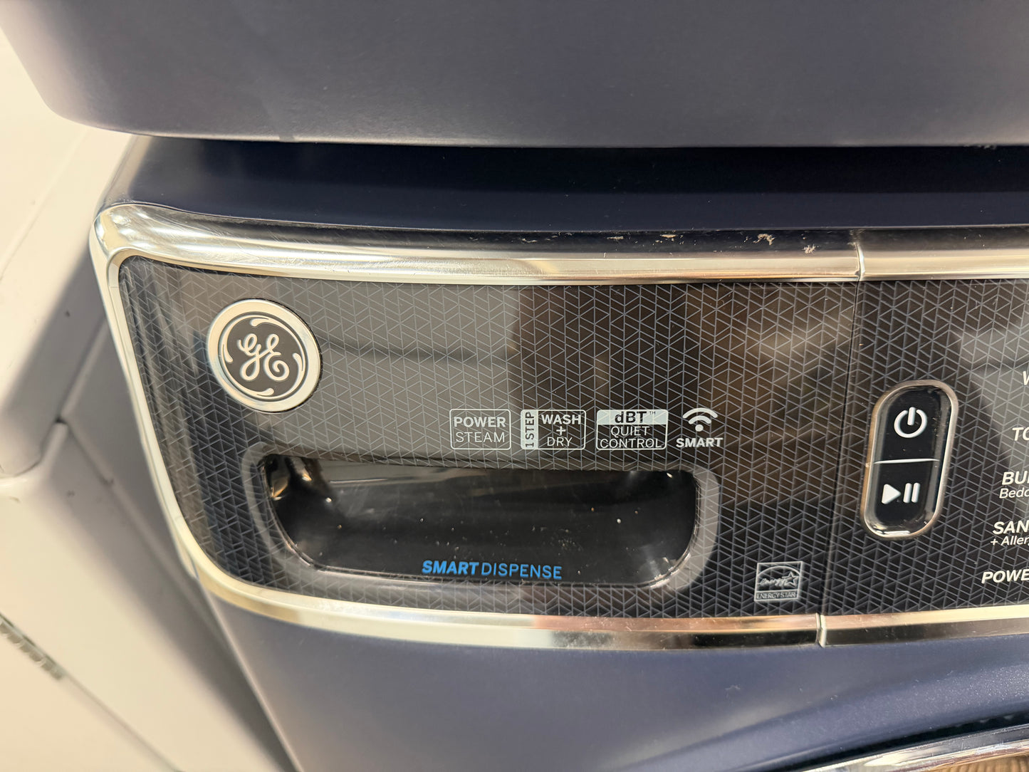 GE  GFW850SPNRS
28 Inch Front Load Smart Washer with 5.0 cu. ft. And GE  PFD87ESPVRS
28 Inch Smart Front Load Electric Dryer with 7.8 cu ft