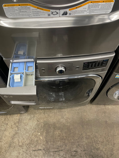 LG Mega Capacity Front Load Washer and Electric Dryer Set in Graphite Steel