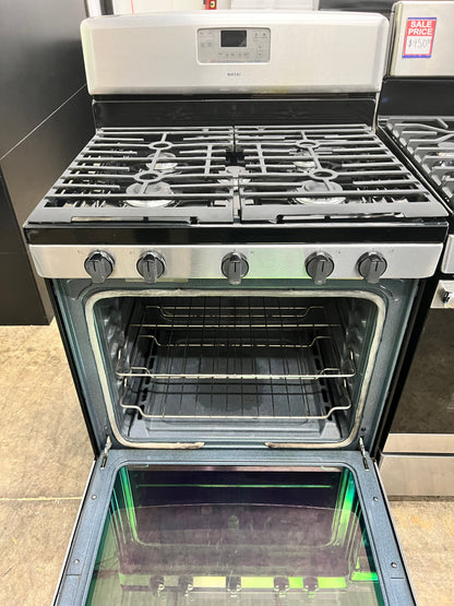 Maytag 30-in 5 Burners 5.8-cu ft Self-cleaning Freestanding Gas Range in Stainless Steel-Model #MGR8674AS