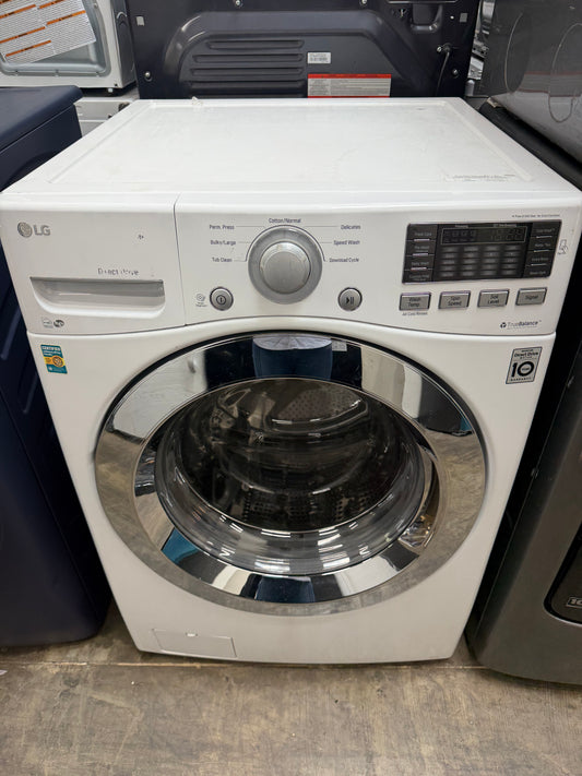 LG  WM3670HWA
27 Inch 4.5 cu. ft. Front Load Washer with Steam, Smart ThinQ (Wi-Fi), NFC Tag-On Technology, Sanitary Cycle, 12 Wash Cycles, Allergen Cycle, NeveRust Stainless Steel Drum, 4-Tray Dispenser and ENERGY STAR : White