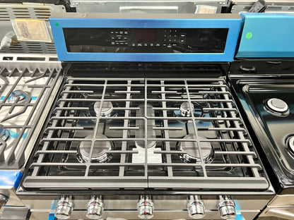 KitchenAid 30-in 5 burners 5.8-cu ft Convection Oven Freestanding Gas Range in Stainless Steel-Model #KFGG504KPS