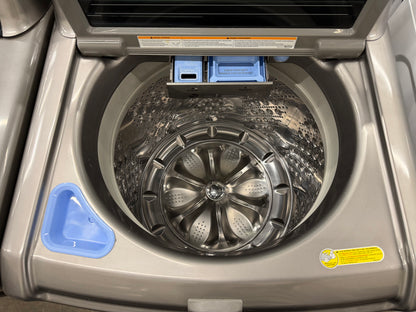 LG Top-Load 5.2-cu ft HE Washer (Black Stainless Steel) and 7.3-cu ft Turbo Steam Electric Dryer (Graphite Steel) Mismatch Set