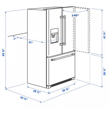 French door refrigerator, stainless steel color/counter-depth, 22.6 cu.ft Article Number 205.222.87 Brand
IKEA