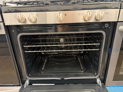 Frigidaire 30-in 5 Burners 5.1-cu ft Air Fry Convection Oven Freestanding Gas Range in Stainless Steel-Model #FCRG3083AS