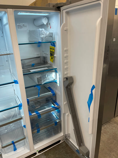 Frigidaire  PRSC2222AF
36 Inch Counter Depth Side by Side Refrigerator with 22.3 Cu. Ft. Capacity, EvenTemp Cooling, CrispSeal Plus Crisper, Door Alarm, Ice Maker, External Water Dispenser, PureAir Air Filter, Sabbath Mode, ADA Compliant, and Energy Sta