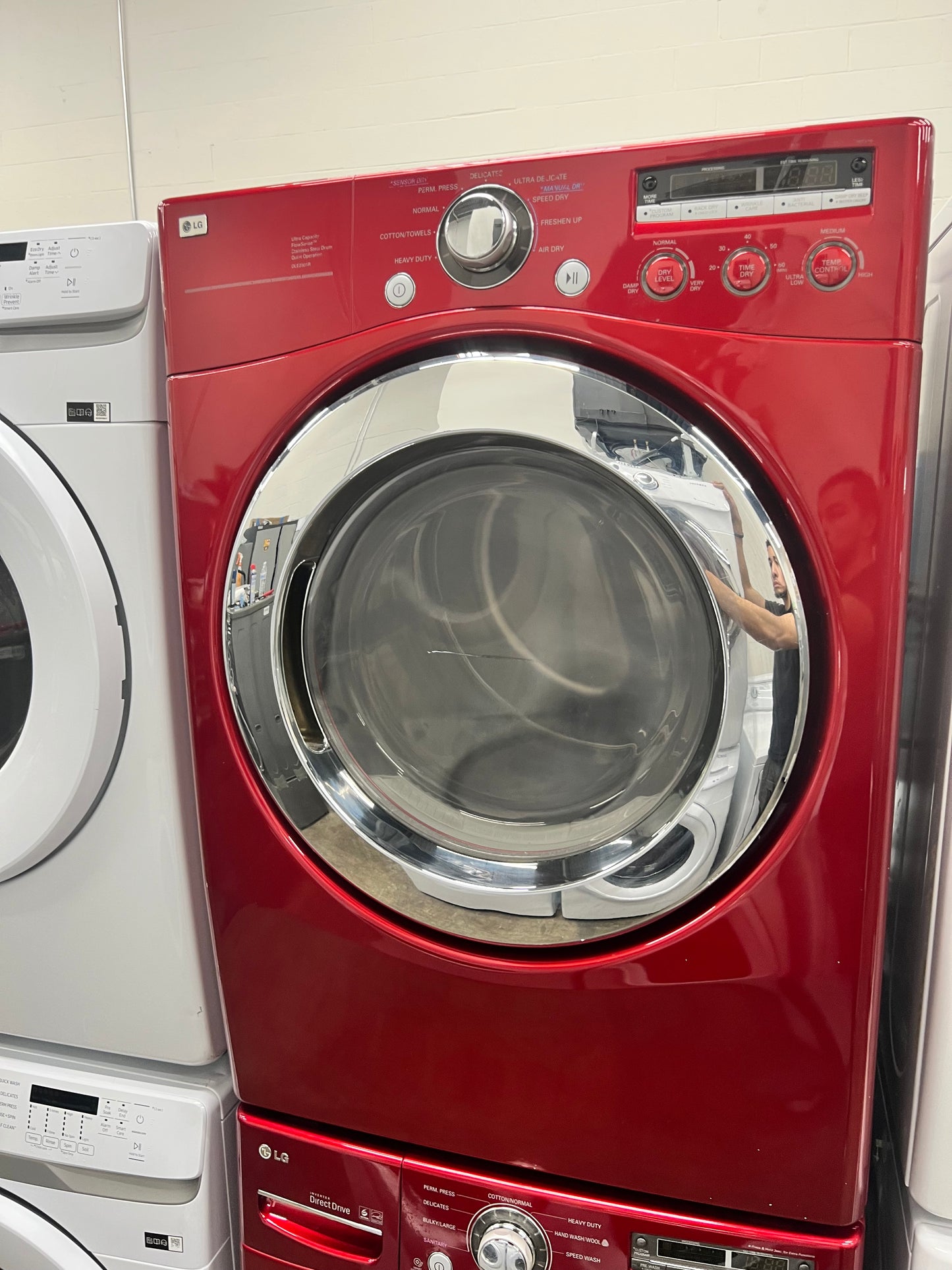 LG Front-Load 3.7 Cu. Ft. Washer and 7.3 Cu. Ft. Electric Dryer Set in Wild Cherry Red