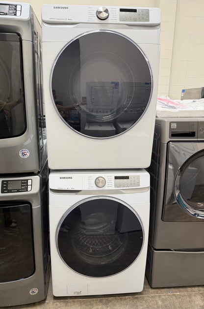 Samsung  WF45R6300AW
27 Inch Front Load Smart Washer with 4.5 Cu. Ft. And Samsung  DVE45R6300W
27 Inch Electric Smart Dryer with 7.5 cu. ft.