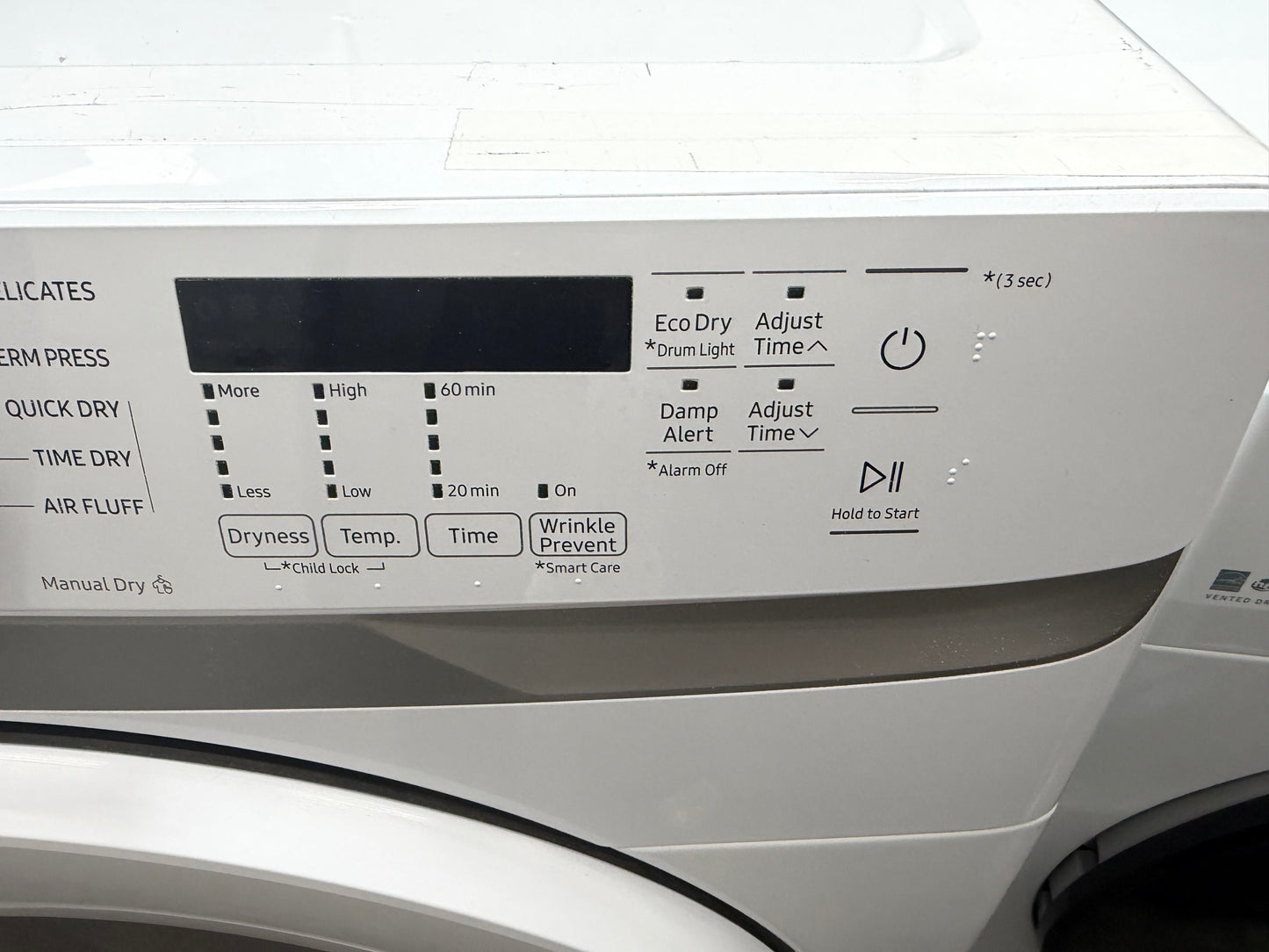 Samsung  DVG45T6000W
27 Inch Gas Dryer with 7.5 cu. ft. Capacity, 10 Dry Cycles, 5 Temperature Settings, Wrinkle Prevent, Smart Care, Sensor Dry Moisture Sensor and ADA Compliant