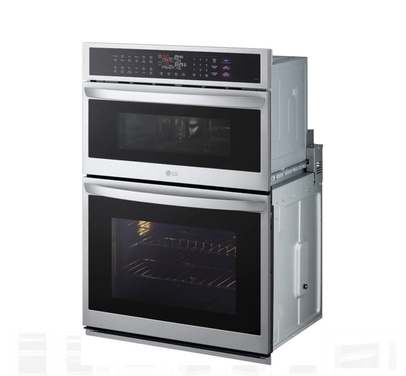 LG  WCEP6427F
30 Inch Built-In Smart Combination Wall Oven with 6.4 cu. ft. Total Capacity, True Convection Oven, Air Fry, Steam Sous Vide, ThinQ Technology, Wi-Fi Enabled, InstaView Window, Backlit SmoothTouch® Glass Controls, EasyClean, Infrared Heat