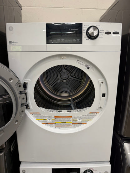 GE  GFQ14ESSNWW
24 Inch Front Load Electric Washer/Dryer Combo with 2.4 cu. ft and GE  GFD14ESSNWW
24 Inch Electric Dryer with 4.3 Cu. Ft.