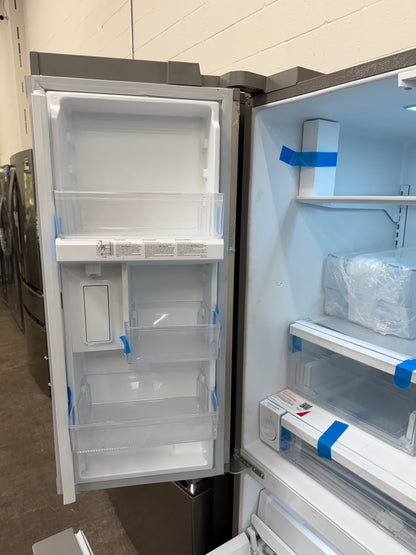 Frigidaire  FRFN2813AF
36 Inch Freestanding French Door Refrigerator with 28.8 cu. ft. Capacity, 3 Glass Shelves, Full-Width Drawer, Gallon Door Bins, EvenTemp Cooling, Internal Water Dispenser, and ENERGY STAR