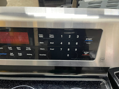 LG  LRE3083ST
30 Inch Electric Range with True Convection, IntuiTouch Controls, EasyClean , 5 Heating Elements, Power Burner, 6.3 cu. ft. Capacity, Brilliant Blue Interior, Storage Drawer and Star-K Certified: Stainless Steel