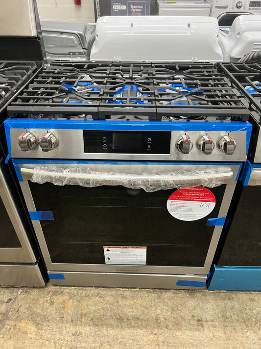 Frigidaire Gallery 30 in. 6 cu. ft. 5 Burner Slide-In Gas Range with Total Convection and Air Fry in Smudge Proof Stainless Steel-Model #GCFG3060BF