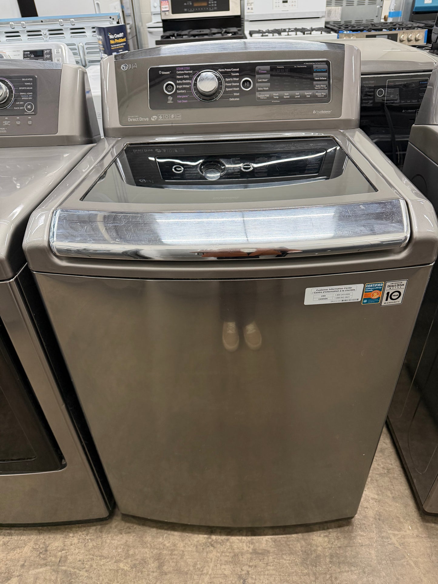 LG Top Load 5.5 Cu. Ft. Washer and 7.3 Cu. Ft. Electric Dryer Set in Black Stainless Steel