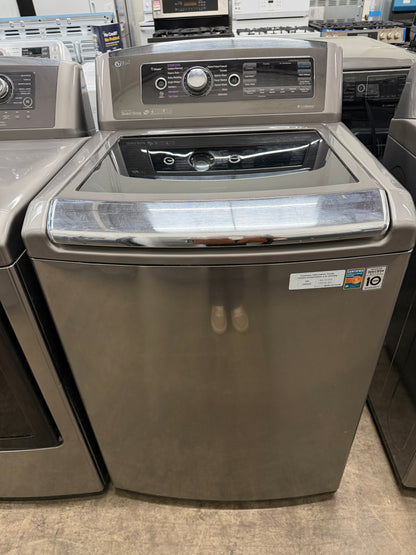 LG Top Load 5.5 Cu. Ft. Washer and 7.3 Cu. Ft. Electric Dryer Set in Black Stainless Steel