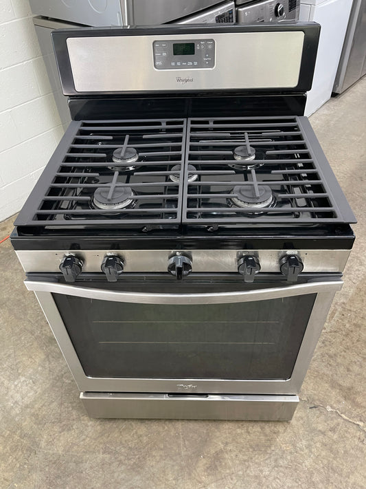 Whirlpool  WFG540H0AS
30 Inch Freestanding Gas Range with 4 Sealed Burners, 5.8 cu. ft. AquaLift Self-Cleaning Oven, Power Burner, TimeSavor Convection Cooking System and Lower Storage Drawer: Stainless Steel
