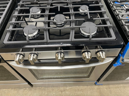 LG  LRG3081ST
30 Inch Gas Range with EvenJet Fan Convection, 20 Minute EasyClean® Mode, IntuiTouch Keypad, SuperBoil 17,000 BTU Burner, Large WideView™ Plus Window, 5 Sealed Burners, 5.4 cu. ft. Oven and Storage Drawer: Stainless Steel