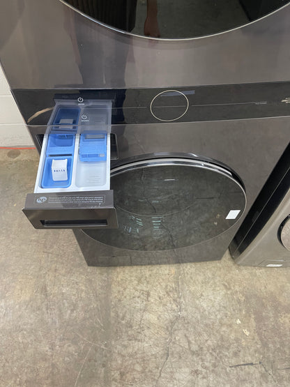 LG WashTower Stacked SMART Laundry Center 4.5 Cu.Ft. Front Load Washer & 7.4 Cu.Ft. Electric Dryer in Black Steel w/ Steam - Used