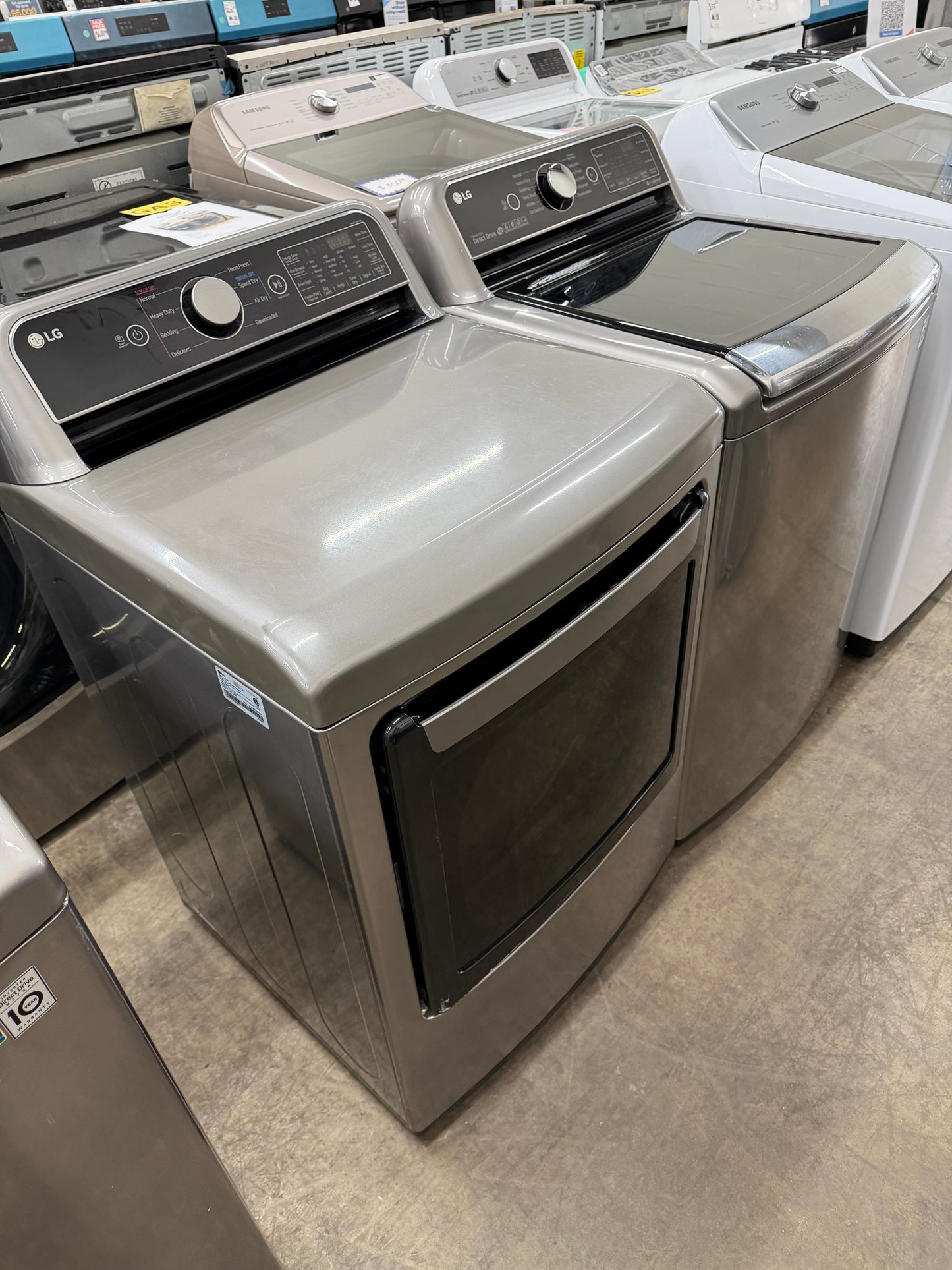 LG Top-Load 5.2-cu ft HE Washer (Black Stainless Steel) and 7.3-cu ft Turbo Steam Electric Dryer (Graphite Steel) Mismatch Set