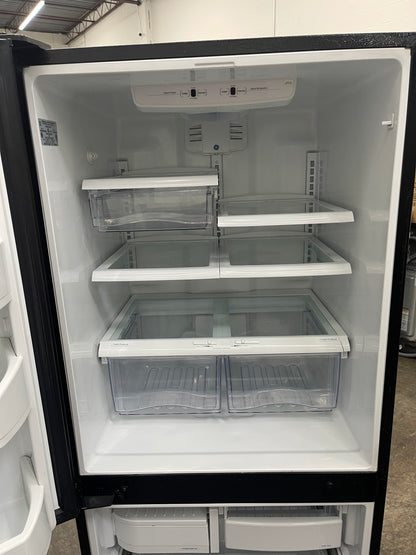 GE  GDSC0KCXBB
20.2 cu. ft. Bottom-Freezer Refrigerator with 4 Glass Shelves, Gallon Door Storage, Snack Drawer and Illuminated Upfront Temperature Controls: Black