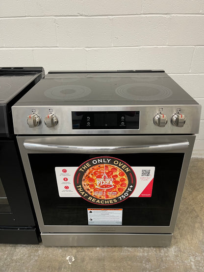 Frigidaire Gallery Series  GCFE3070BF
30 Inch Freestanding Electric Range with 5 Elements, 6.2 cu. ft. Total Convection Oven, EvenTemp™ Element, Storage Drawer, Stone-Baked Pizza, Air Fry, Self & Steam Clean, and Star-K