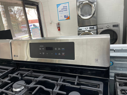 LG  LRG3081ST
30 Inch Gas Range with EvenJet Fan Convection, 20 Minute EasyClean® Mode, IntuiTouch Keypad, SuperBoil 17,000 BTU Burner, Large WideView™ Plus Window, 5 Sealed Burners, 5.4 cu. ft. Oven and Storage Drawer: Stainless Steel