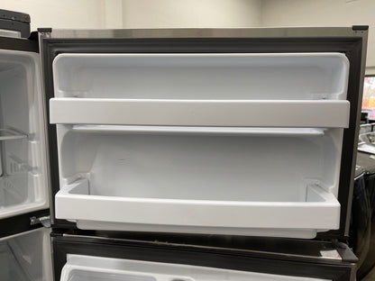 GE  GTS18HYNRFS
28 Inch Top Freezer Refrigerator with 17.5 Cu. Ft. Capacity, Edge-To-Edge Glass Shelves, Sliding Deli Drawer, Gallon Door Bin, Dairy Compartment, LED Lighting, Upfront Temperature Controls, Sabbath Mode, Frost Free, and Icemaker-Ready