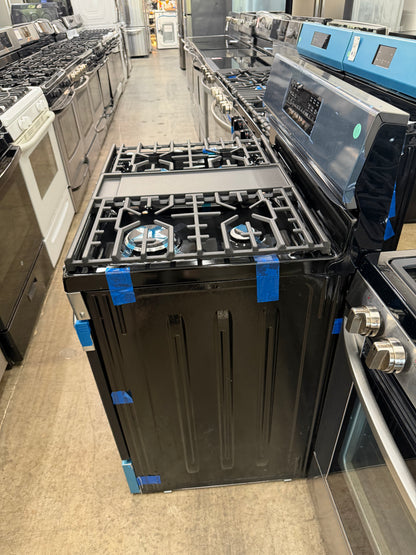 Frigidaire Gallery 30 in 5.1 cu-ft Gas Range with No Preheat + Air Fry in Smudge Proof Black Stainless Steel-Model #GCRG3060BDA
