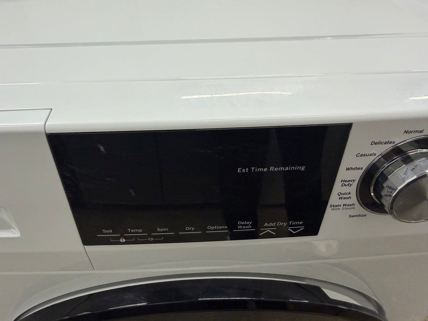 GE  GFQ14ESSNWW
24 Inch Front Load Electric Washer/Dryer Combo with 2.4 cu. ft Capacity, 14 Cycle Options, 5 Heat Selections, 1,450 RPM Spin Speed, NSF Sanitize, Timed Dry, Steam, 24 Hour Delay Start and Optional Wi-Fi Connect