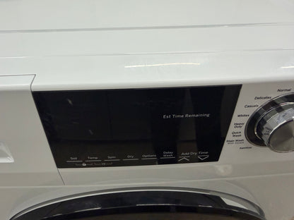GE  GFQ14ESSNWW
24 Inch Front Load Electric Washer/Dryer Combo with 2.4 cu. ft Capacity, 14 Cycle Options, 5 Heat Selections, 1,450 RPM Spin Speed, NSF Sanitize, Timed Dry, Steam, 24 Hour Delay Start and Optional Wi-Fi Connect