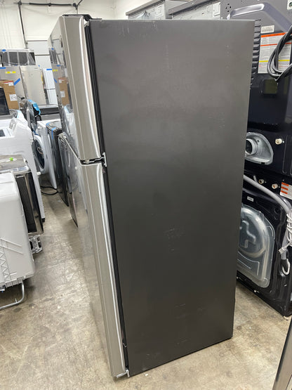 GE  GTS18HYNRFS
28 Inch Top Freezer Refrigerator with 17.5 Cu. Ft. Capacity, Edge-To-Edge Glass Shelves, Sliding Deli Drawer, Gallon Door Bin, Dairy Compartment, LED Lighting, Upfront Temperature Controls, Sabbath Mode, Frost Free, and Icemaker-Ready