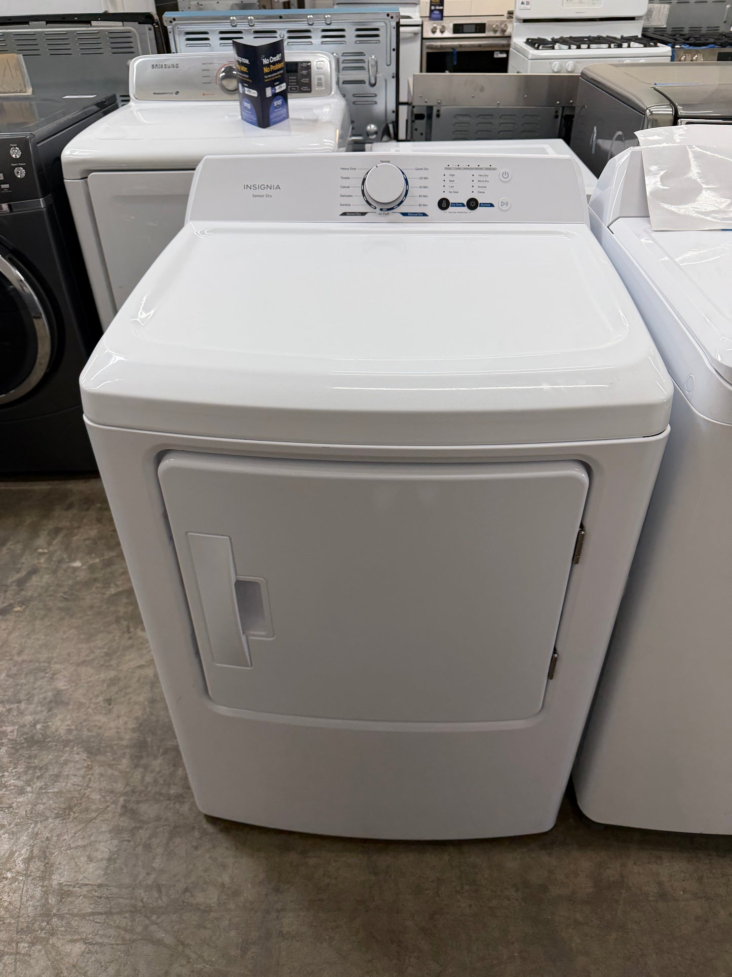 Insignia NS-TWM35W1 3.7 Cu. Ft. High Efficiency and Insignia- 6.7 Cu. Ft. Electric Dryer with Sensor Dry - White NS-TDRE67W1