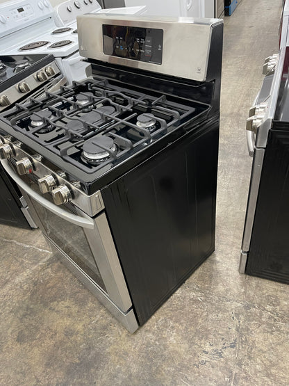 LG  LRG3061ST
30 Inch Gas Range with 20 Minute EasyClean ,Mode, Brilliant Blue Interior, Griddle Accessory, 5 Sealed Burners, 5.4 cu. ft. Oven and Storage Drawer: Stainless Steel