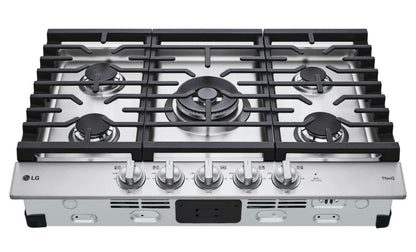 LG  CBGJ3027S
30 Inch Gas Smart Cooktop with 5 Sealed Burners, 22K Ultraheat Dual Burner, Cast Iron Griddle, EasyClean® Cooktop, ThinQ Technology and LED Knobs