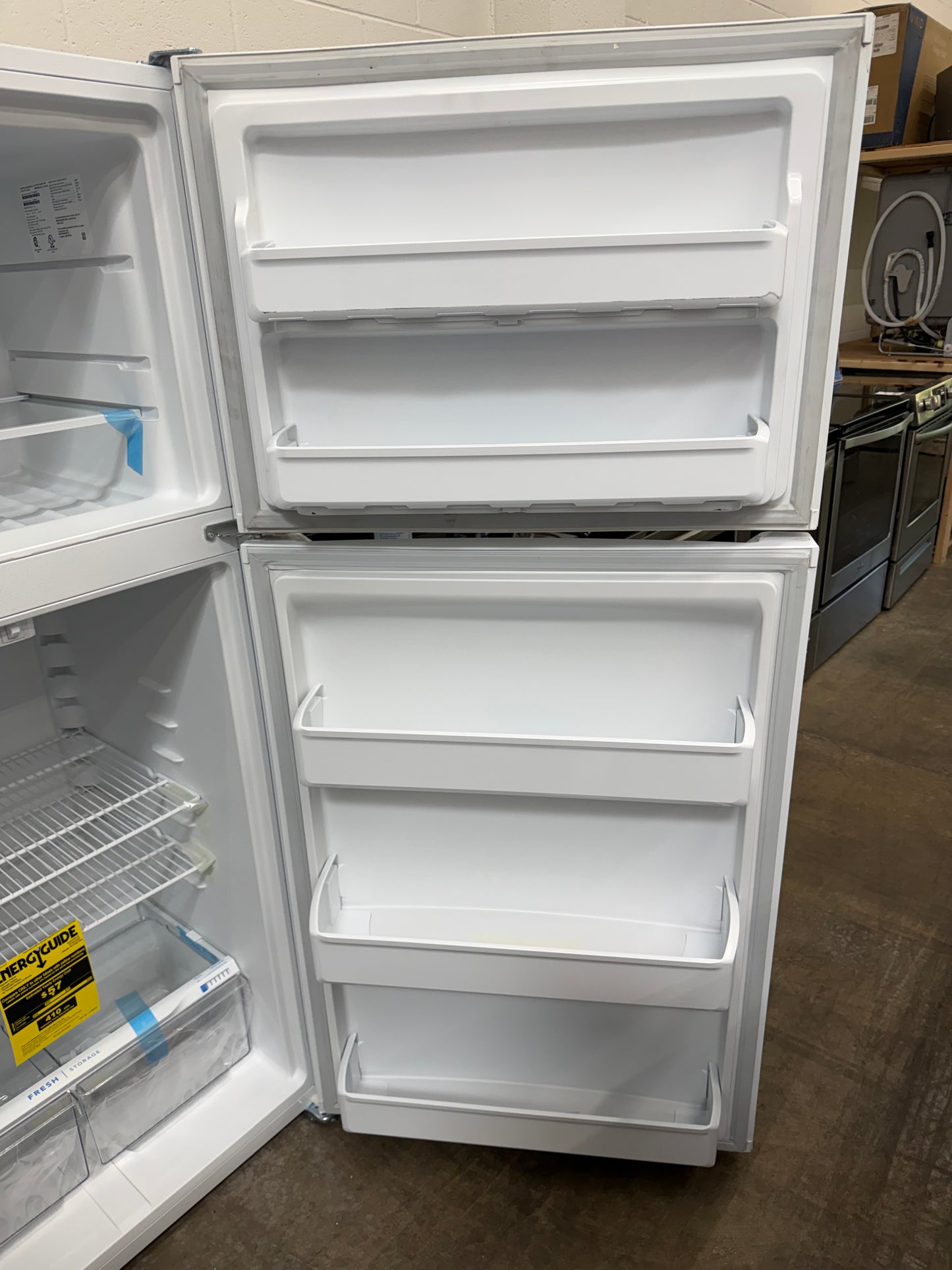 Frigidaire  FFTR1814WW
30 Inch Top Freezer Refrigerator with 18.3 Cu. Ft. Total Capacity, EvenTemp Cooling, Adjustable Shelves, Humidity-Controlled Crispers, Gallon Door Bins, LED Lighting, Ice Maker Ready, and ADA Compliant: White