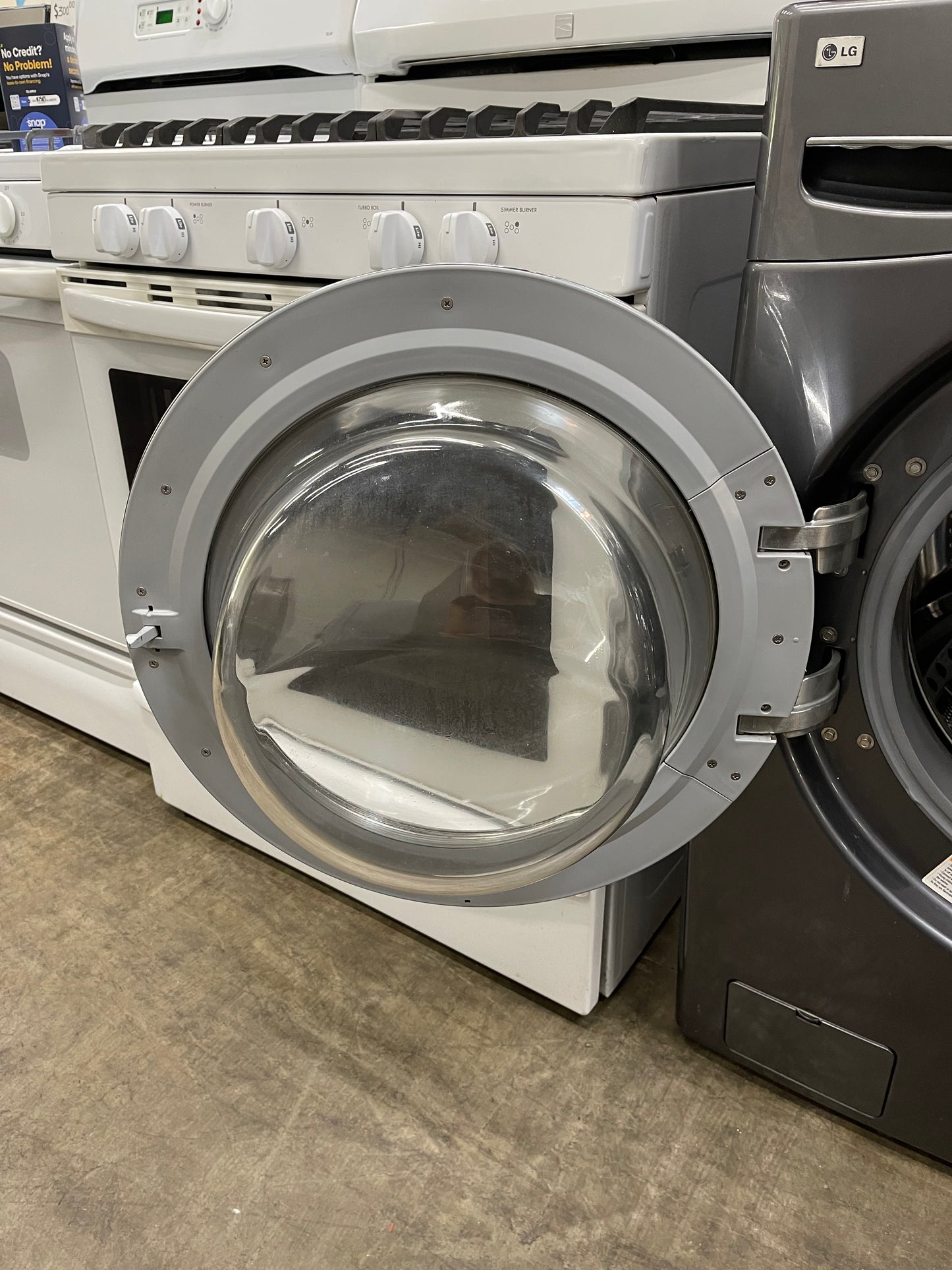 LG  WM2455HG
27 Inch Front-Load Washer with 4.2 cu. ft. Capacity and LG  DLE5955G
27 Inch Electric Dryer with 7.3 cu. ft. Capacity