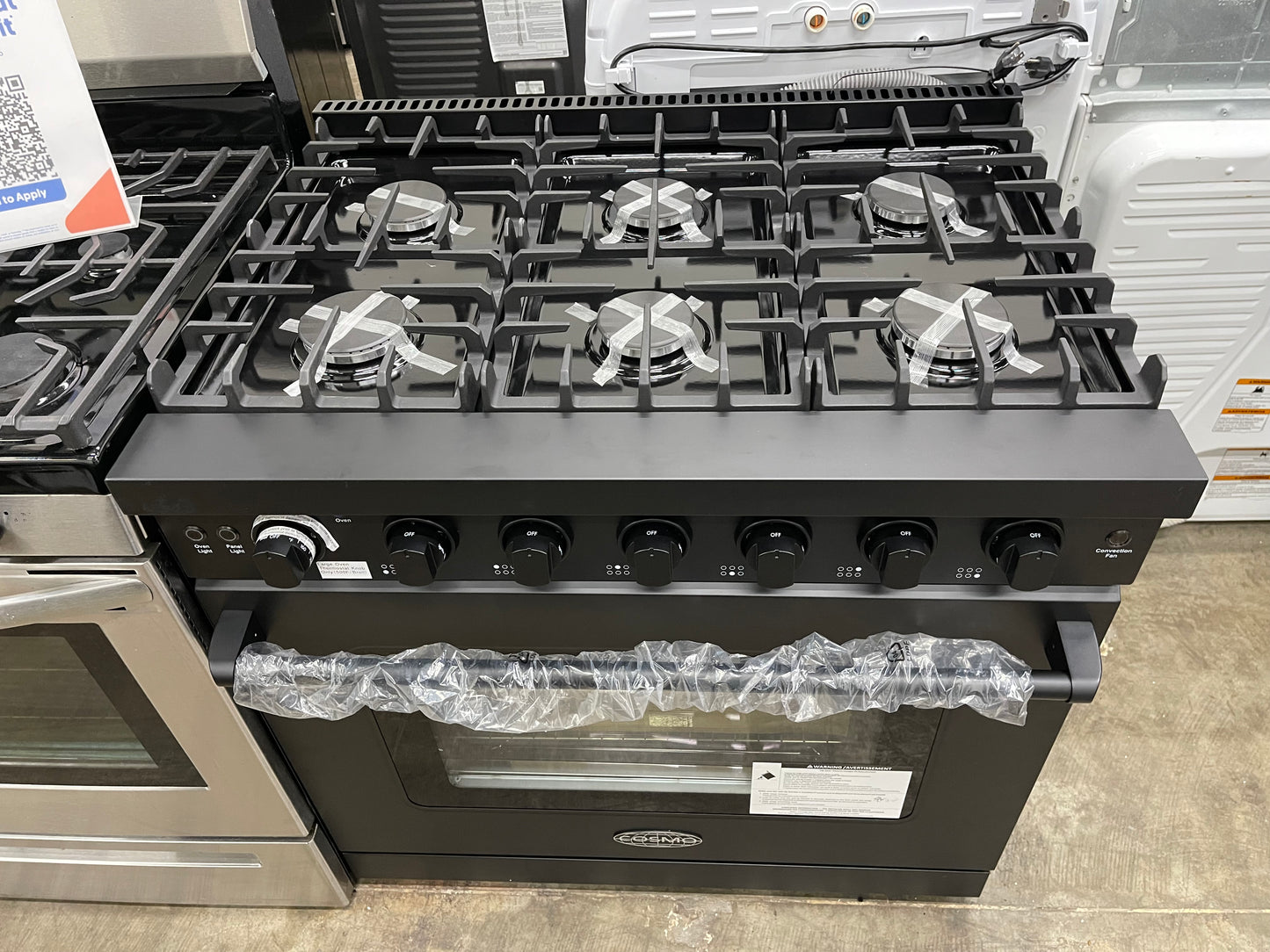 36 in. Haven Collection 6.0 cu. ft. Gas Range, 6 Burners, Convection Oven, Knob LEDs, Storage Drawer, Matte Black