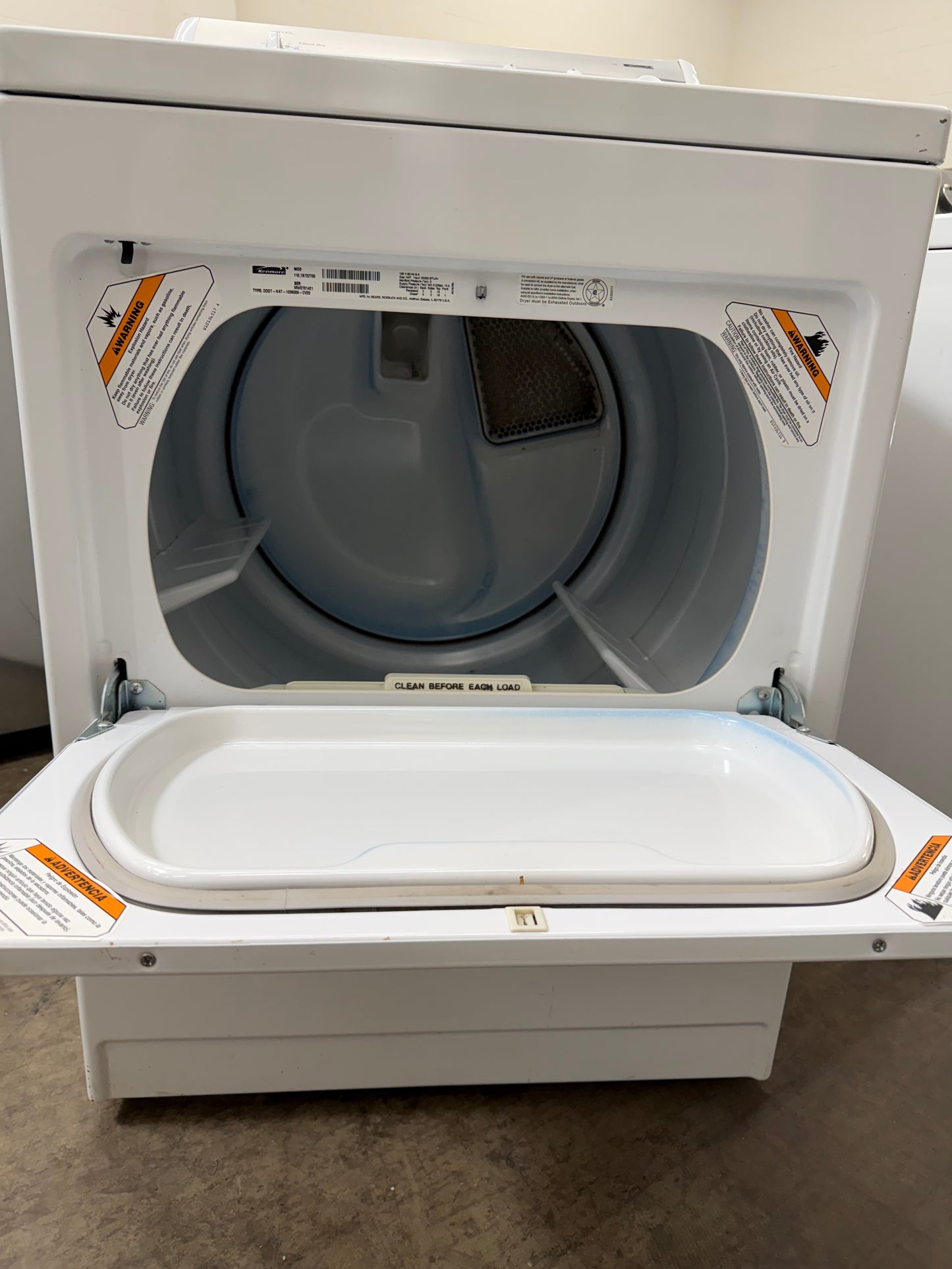 Kenmore Top Load Gas Dryer 7.0cu/ft Model: 110.78722700