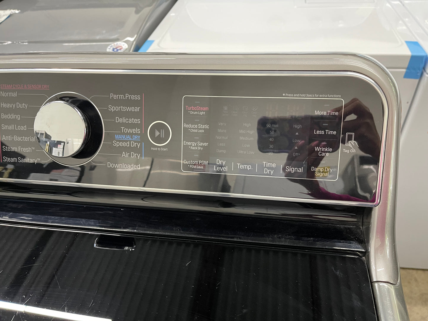 LG TurboWash Series  WT7700HVA
29 Inch 5.7 cu. ft. Top Load Washer with 14 Wash Cycles and LG SteamDryer Series  DLEX7700VE
29 Inch 9.0 cu. ft. Electric Dryer with 14 Drying Cycles