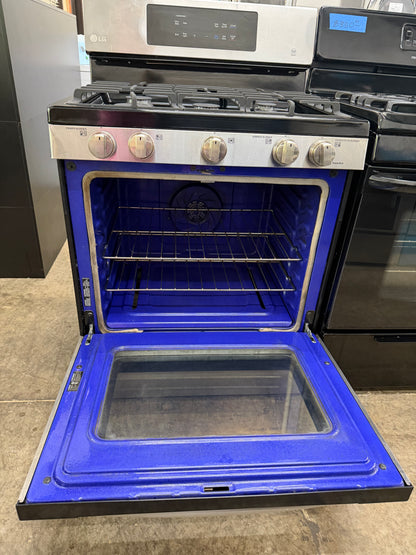 LG  LRG3081ST
30 Inch Gas Range with EvenJet Fan Convection, 20 Minute EasyClean® Mode, IntuiTouch Keypad, SuperBoil 17,000 BTU Burner, Large WideView™ Plus Window, 5 Sealed Burners, 5.4 cu. ft. Oven and Storage Drawer: Stainless Steel