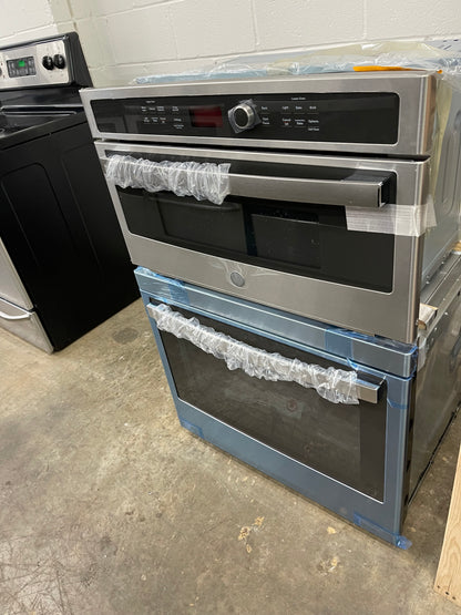 GE Profile  PT7800SHSS
30 Inch Combination Wall Oven with True European Convection, Meat Probe, Proof Mode, Warm Mode, 5.0 cu. ft. Capacity, 1.7 cu. ft. Microwave, Glass Touch Controls, GE Fits! Guarantee, and Self-Clean with Steam: Stainless Stee