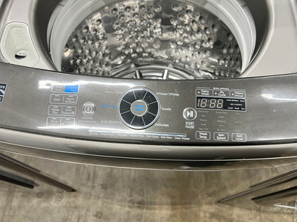 Kenmore Elite Top-Load 5.2 Cu. Ft. Washer and 7.3 Cu. Ft. Electric Dryer Set in Metallic Silver