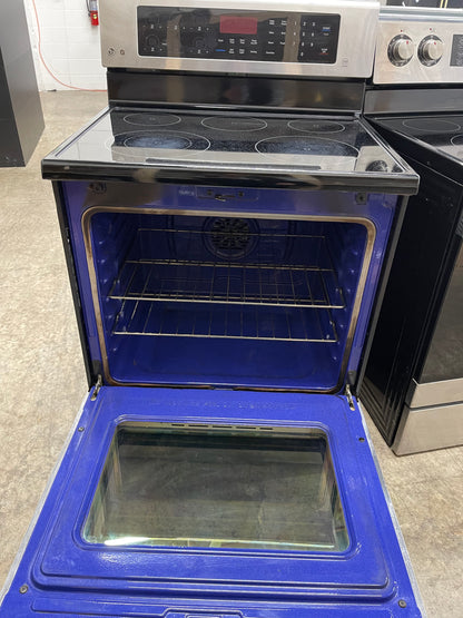 LG  LRE3083ST
30 Inch Electric Range with True Convection, IntuiTouch Controls, EasyClean , 5 Heating Elements, Power Burner, 6.3 cu. ft. Capacity, Brilliant Blue Interior, Storage Drawer and Star-K Certified: Stainless Steel