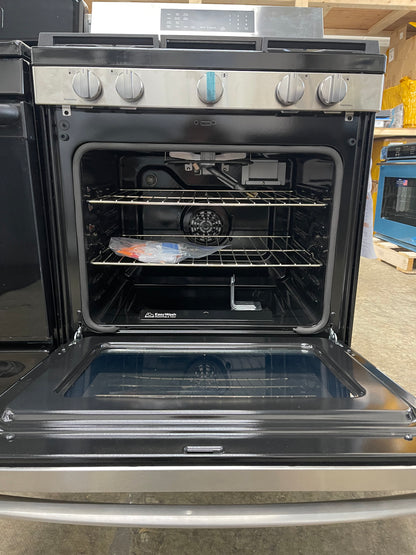 GE  GGF600AVSS
30 Inch Freestanding Gas Smart Range with 5 Sealed Burners, 5.3 cu. ft. Convection Oven, Power Boil Burner, Griddle, Storage Drawer, WiFi, Enhanced Shabbos Mode Built In, and Steam Clean: Stainless Steel